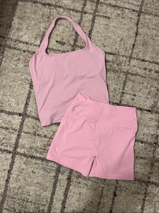 Other - Pink Women's Halter Tank and High-Waist Shorts Set